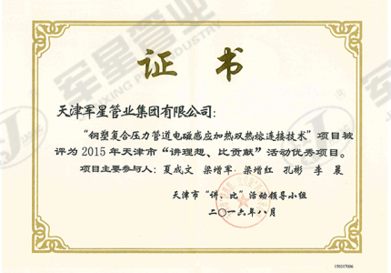 优秀项目证书